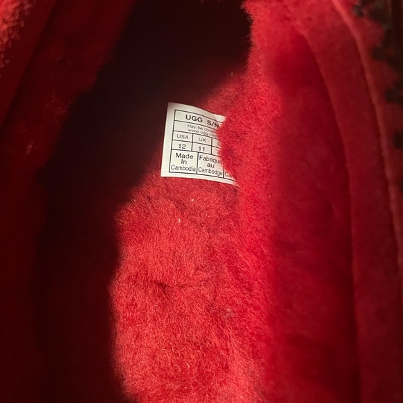 ***SOLD**UGG Tasman Mens Size 12 Samba Red Suede Comfort Slip On - Picture 11 of 14